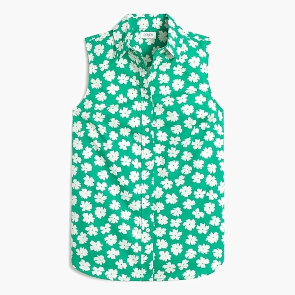 J. Crew Sleeveless Poplin Shirt In Signature Fit